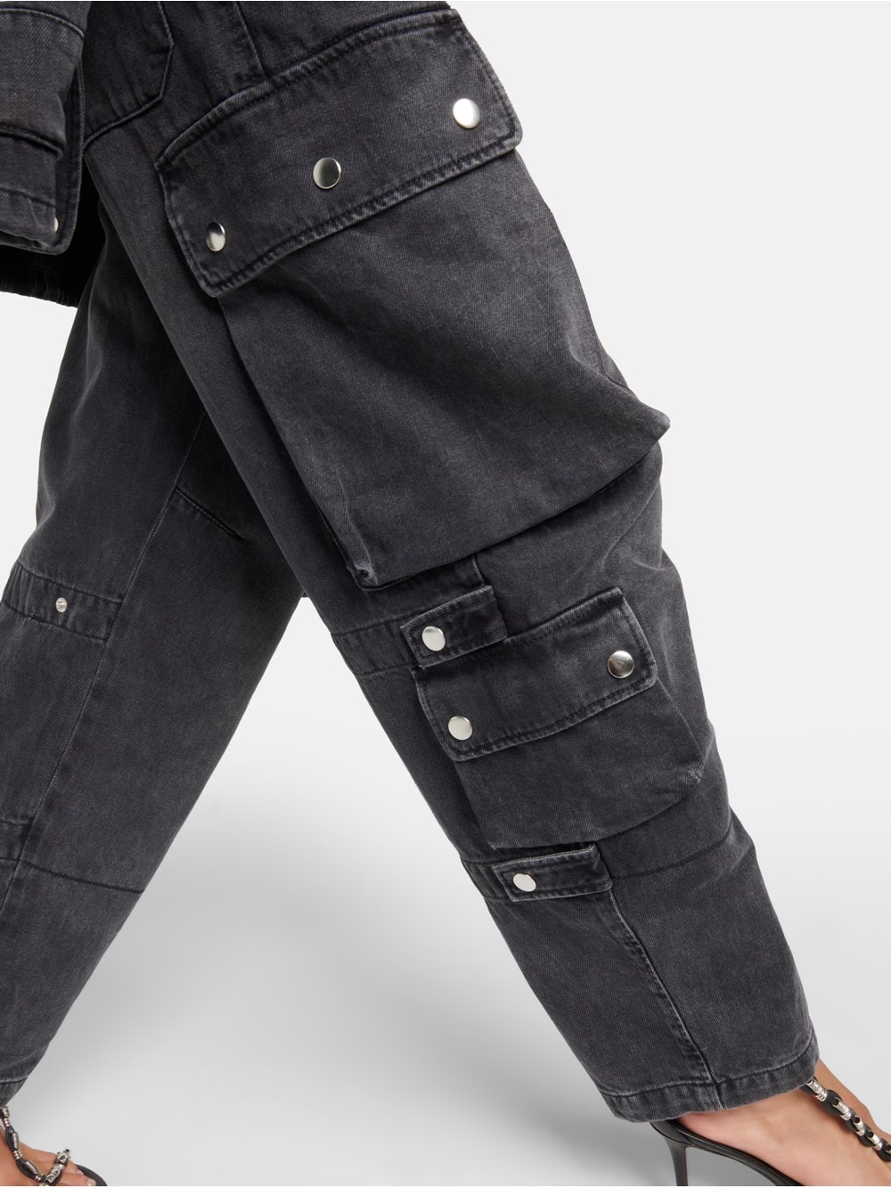 ISABEL MARANT | Elore Denim Black Cargo Pants